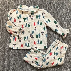 EUC button down Christmas pajama set it with polka dot tree print 18mo